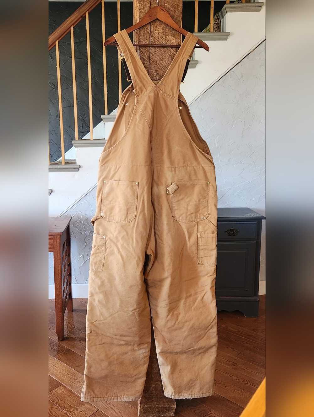 Y2K Carhartt R02 Brown Duck Canvas Bib Overall 44x32 Insulated Double Knee USA - Picture 15 of 15